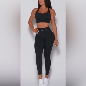 Bombshell Sportswear Barbell Black High-Waisted Leggings and Sports Bra, Small